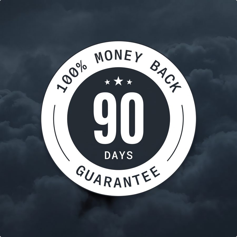 90 day 100% money back guarantee badge